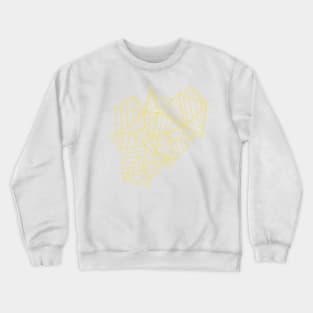 Abstract Lines New Yellow with Grey Crewneck Sweatshirt